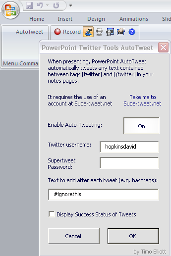 AutoTweet - set up the PowerPoint 'Add-in'